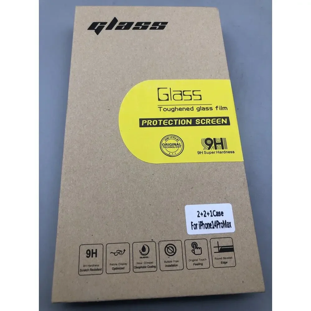 For iPhone 14 Pro Max Tempered Glass Screen Camera Protector & 1 Clear Case READ
